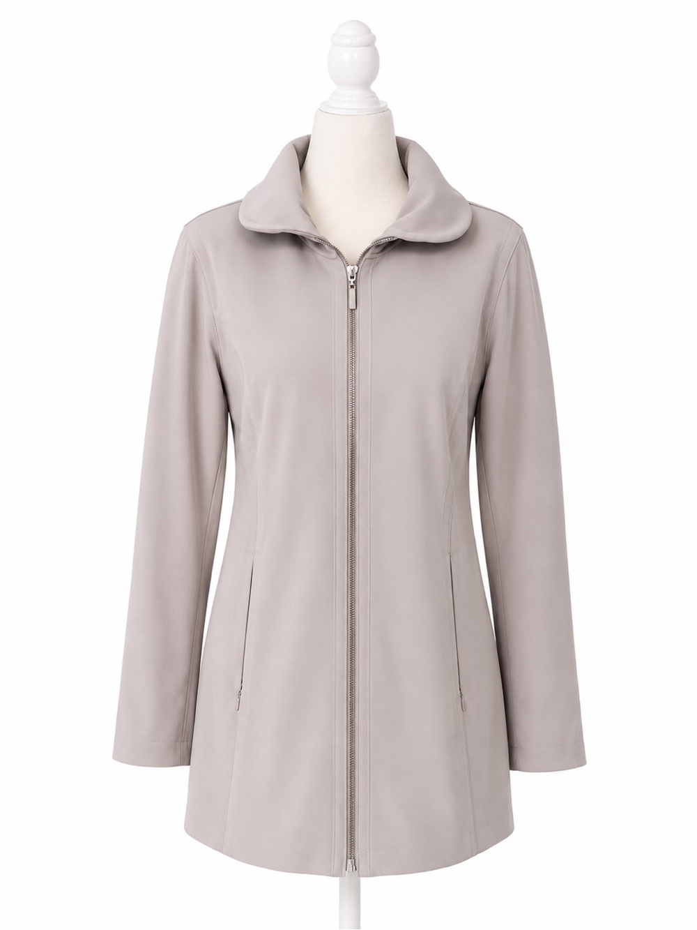 Jones New York Womens Jacket Medium Lavender Purple Zip Front Stretch Coat